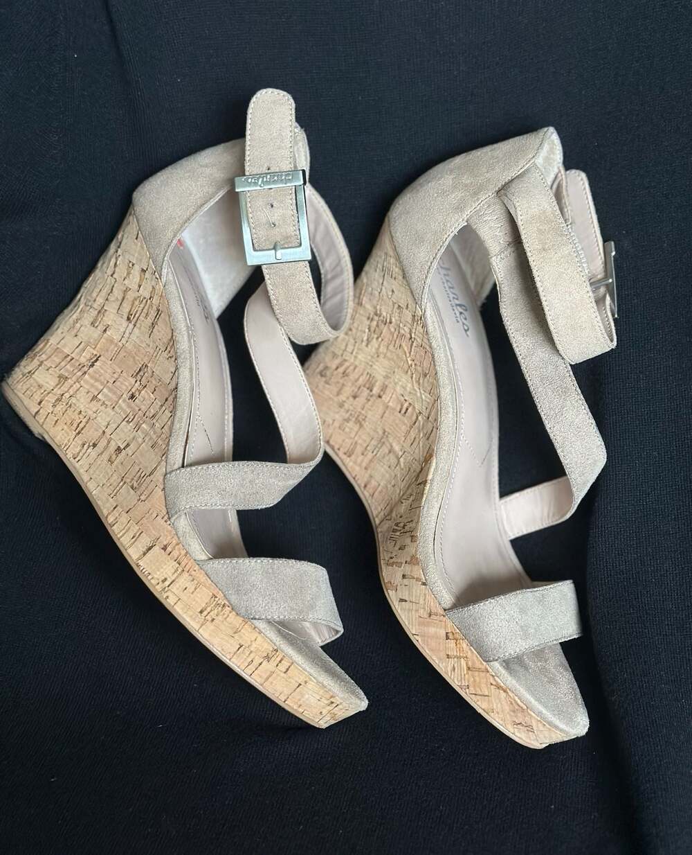 Charles by Charles David Leanna Faux Suede Cork Wedge Platform Sandals